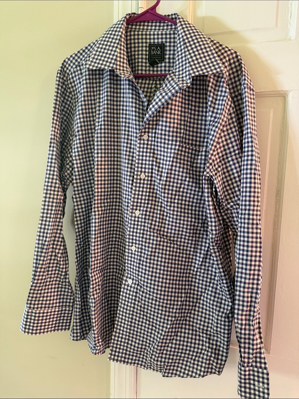 Jos. A. Bank Men’s Navy and White Gingham Button-Down Shirt